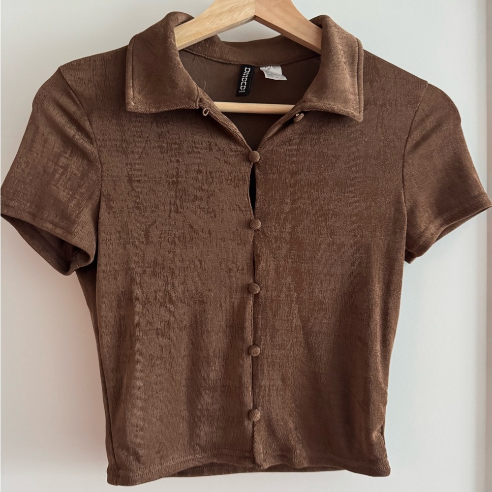 H&M Chocolate Brown Button-Down Shirt